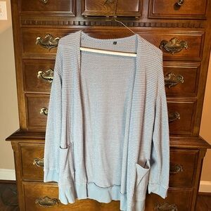 Women's Blue Open-Front Sweater